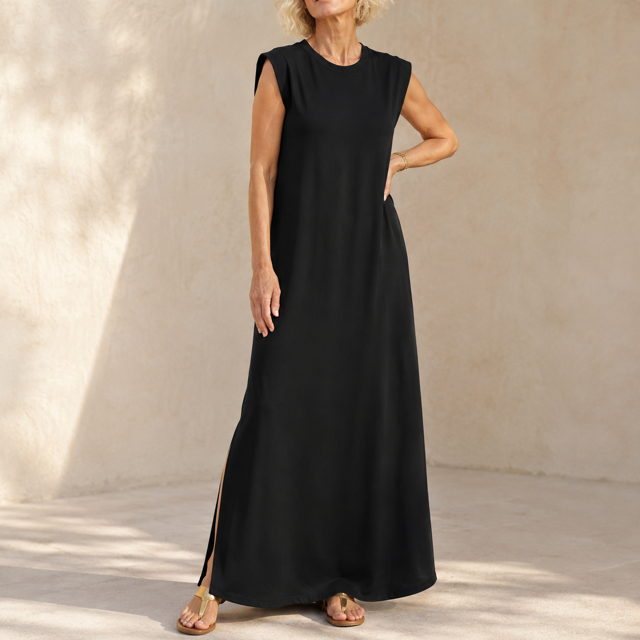 Marella™ – Wrinkle-Free Split-Hem Maxi Dress with Pockets