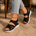 Veluna™ – Cushioned Stretch Knit Cross Strap Sandals for Women