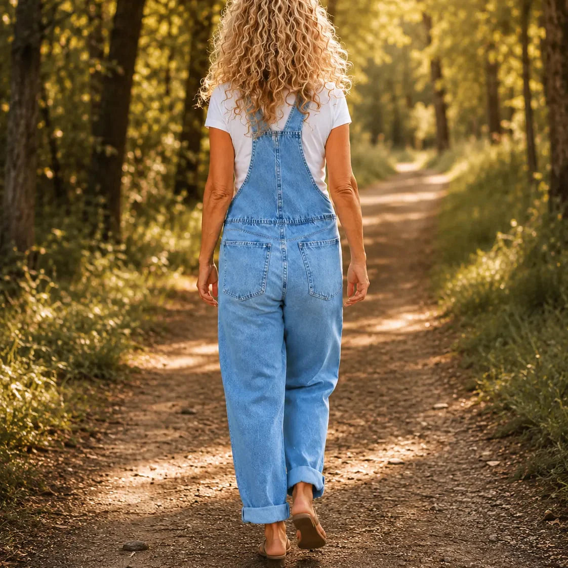 Lora – Vintage Overalls with Button Front and Patch Pockets