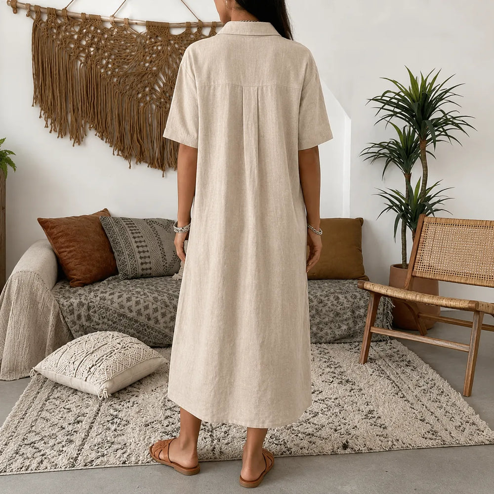 Lunavia – Women's Oversized Midi Shirt Dress