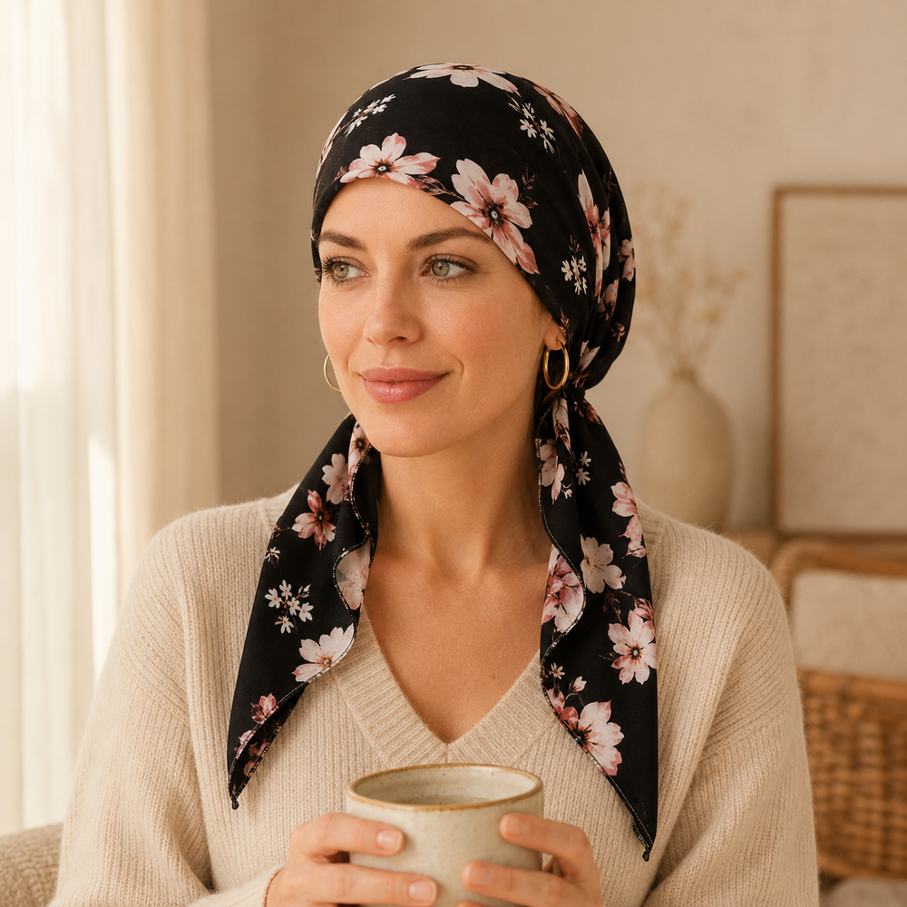 Florenza – Pre-Tied Floral Head Scarf Turban, Soft Elastic, 5 Prints