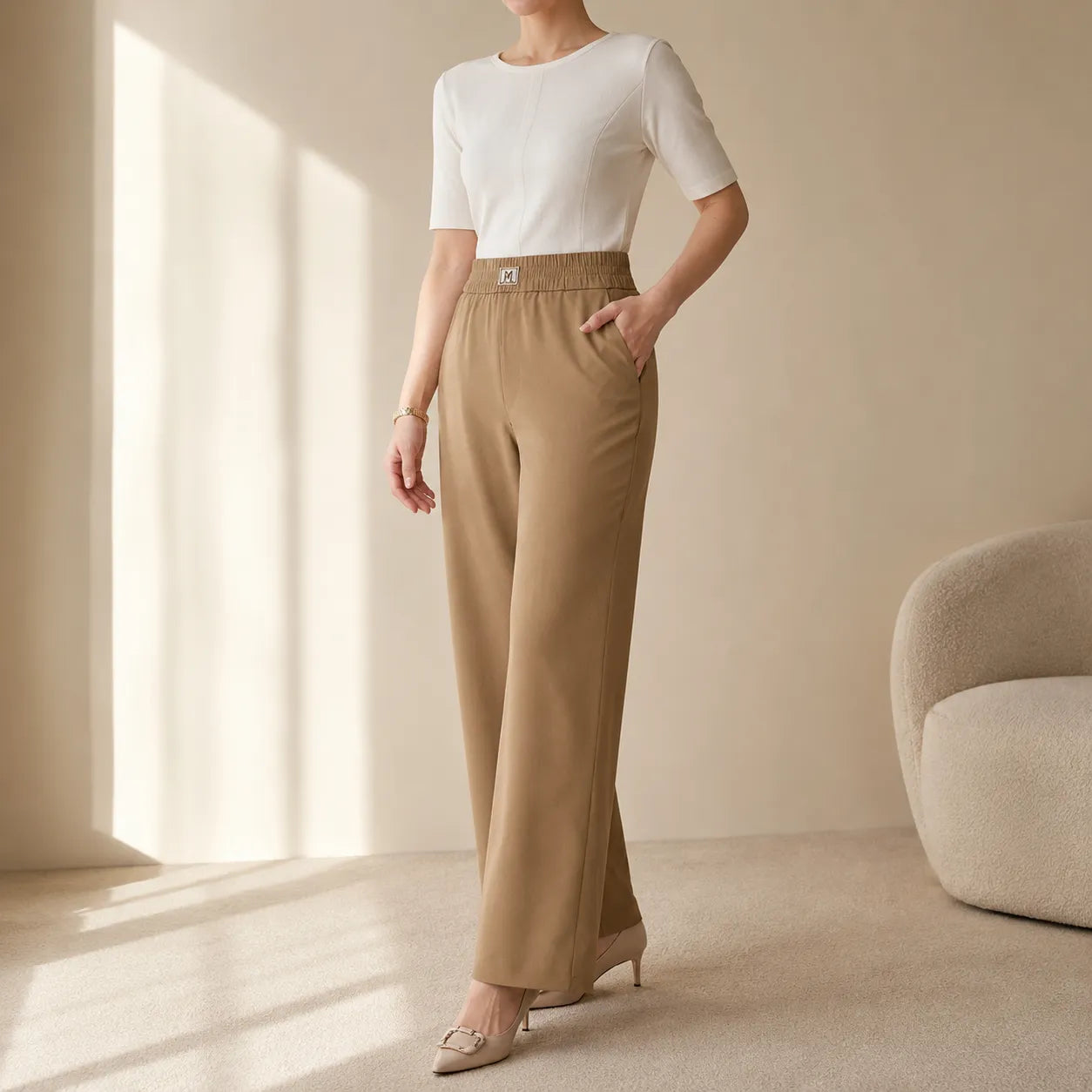 Velora – High Rise Pull-On Wide Leg Stretch Pants for Women