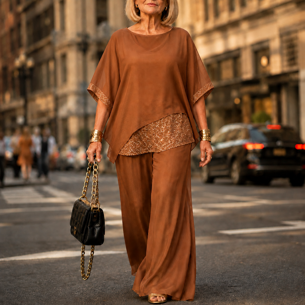 Lumésa™ – Chiffon Sequin Two-Piece Pantsuit Set
