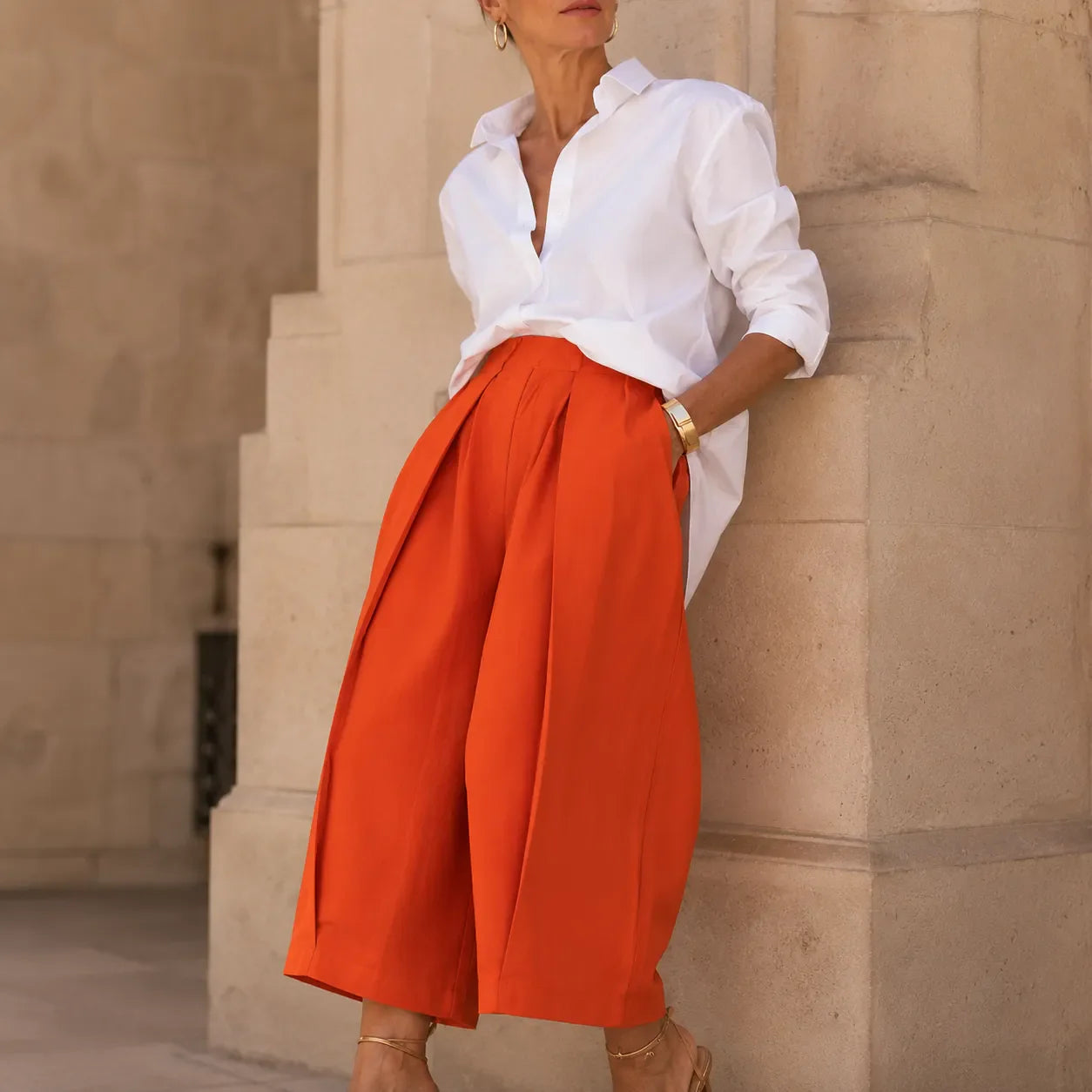 Plissé – Pleated Wide Leg Cropped Trouser