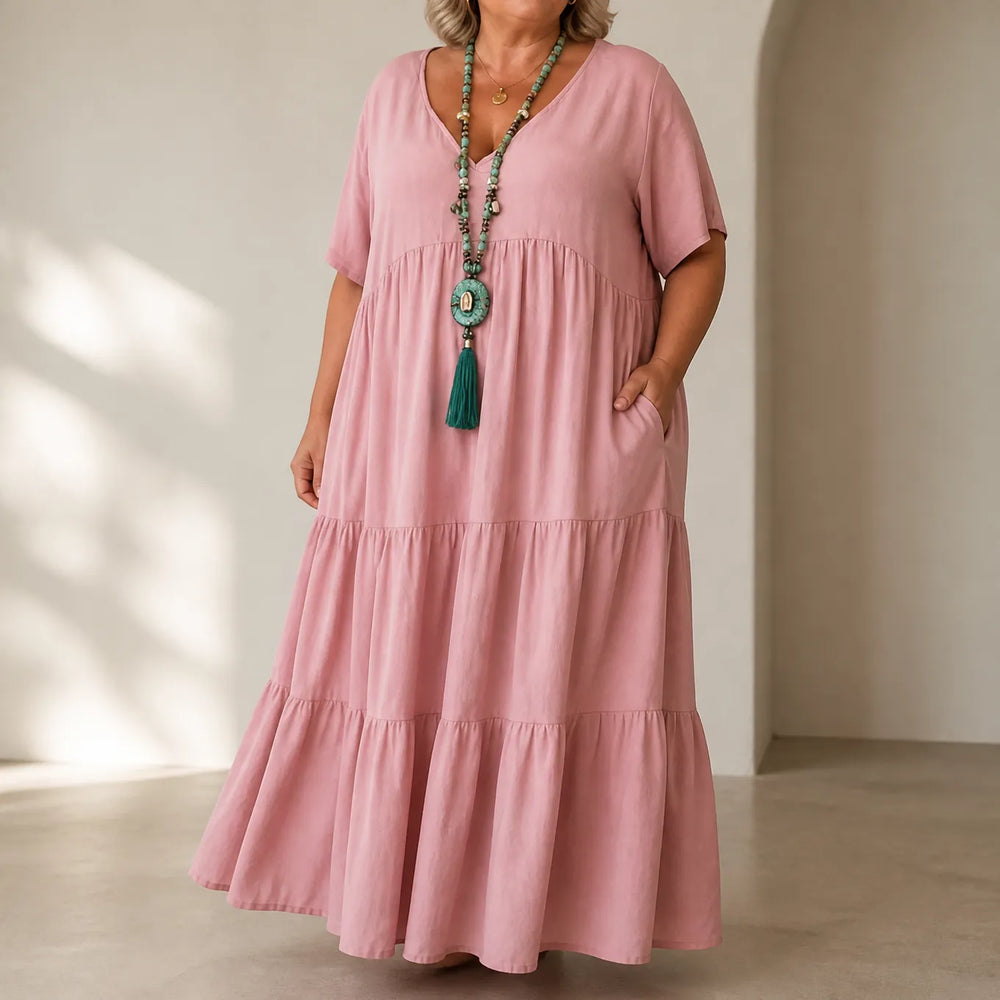 Florelle – Flowy Tiered V-Neck Maxi Dress for Women