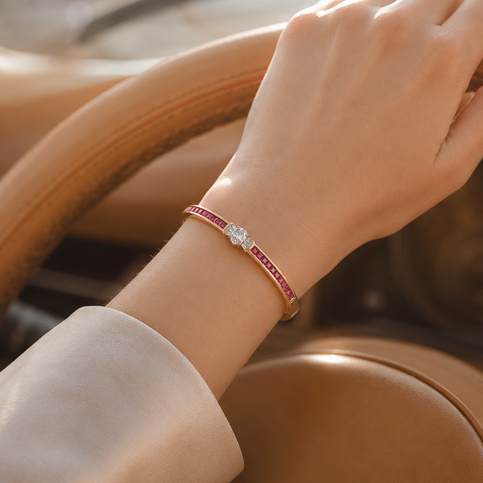 Lunavia – Bangle Bracelet with Oval Crystal Center Stone