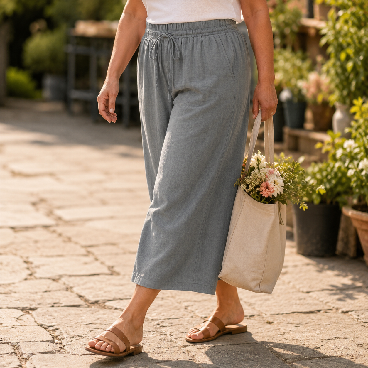 Calmara™ – Cropped Wide-Leg Drawstring Pants
