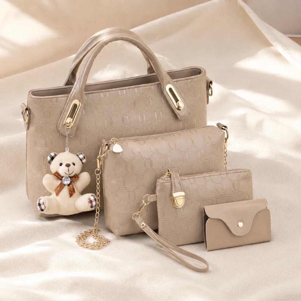 Belluna – 4-Piece Matching Handbag Set, Leather Tote Crossbody Pouch Card Holder