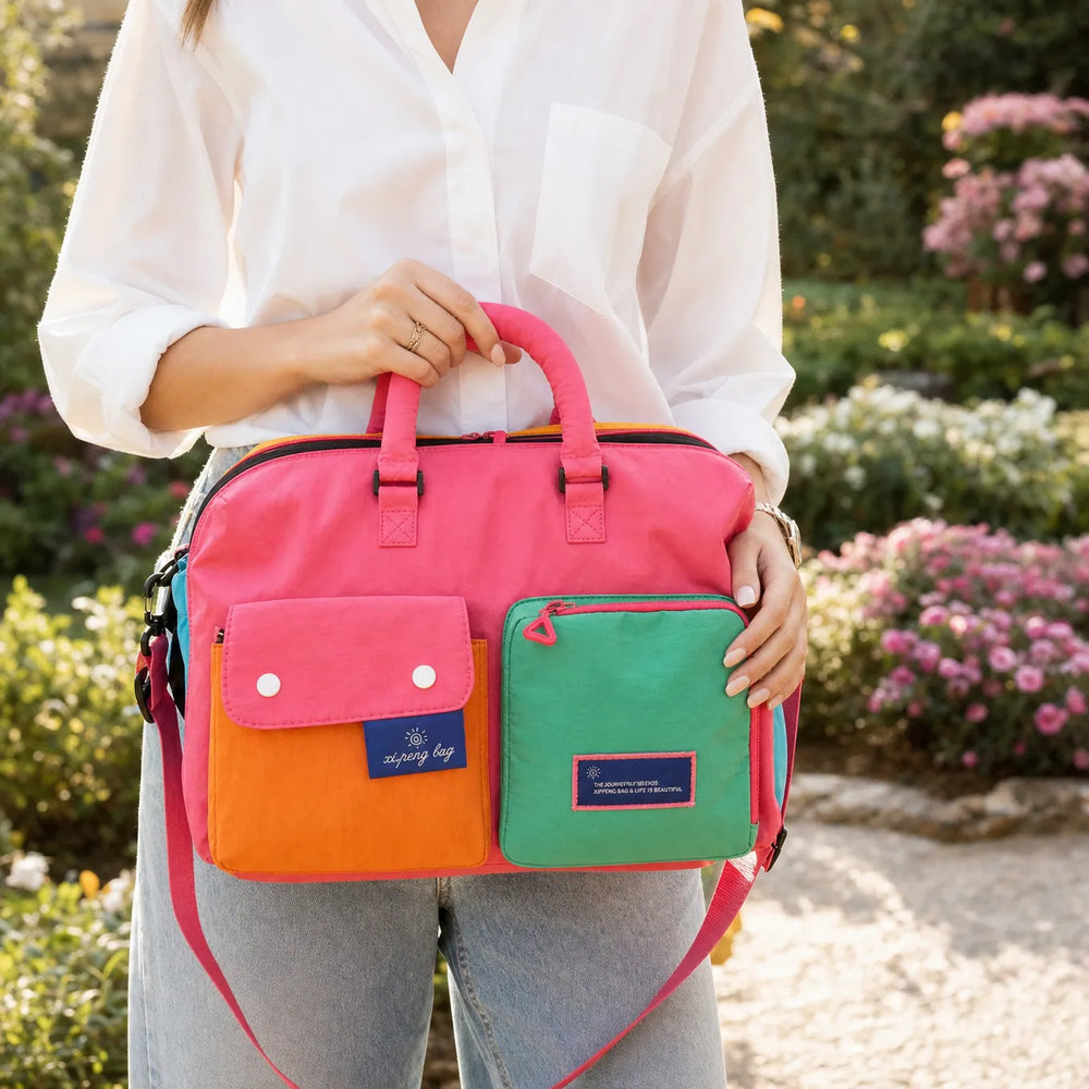 Solara – Color Block Weekend Bag with Crossbody Strap