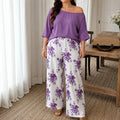 Solene – Off Shoulder Floral Wide Leg Pants Set for Women