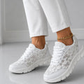Stelline – Star Mesh Platform Sneakers for Women, Breathable White Lace