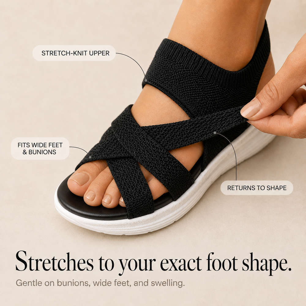 Veluna™ – Cushioned Stretch Knit Cross Strap Sandals for Women