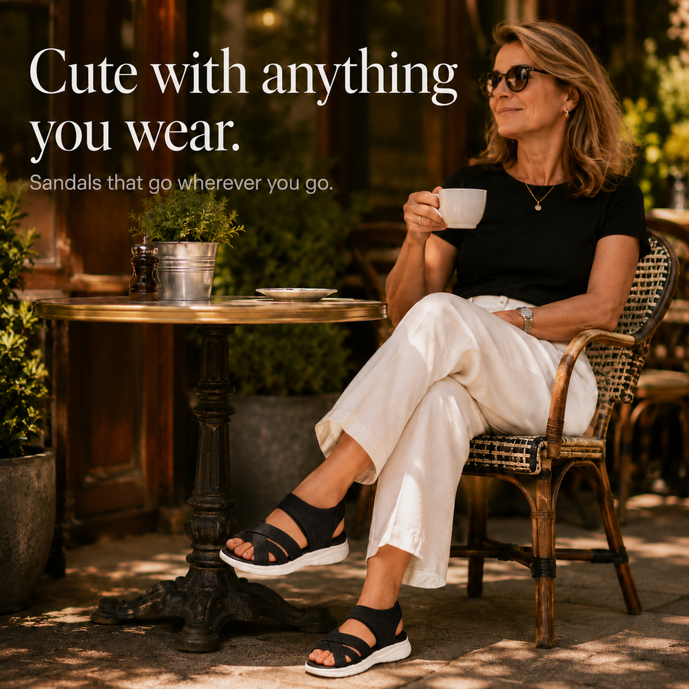 Veluna™ – Cushioned Stretch Knit Cross Strap Sandals for Women