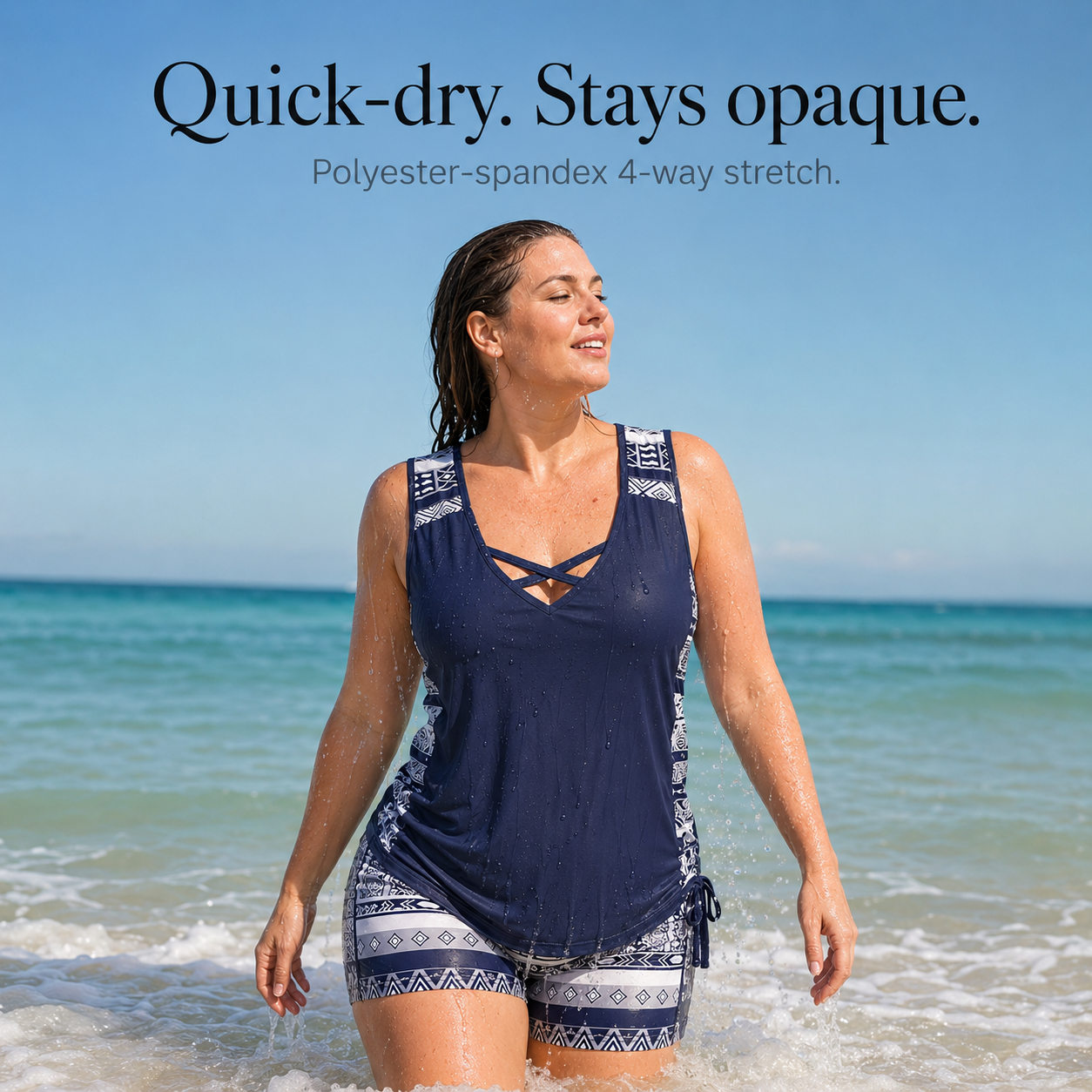 Coastella™ – Longline Tankini Set with Boyshorts for Women, Full Coverage Two Piece Swimsuit