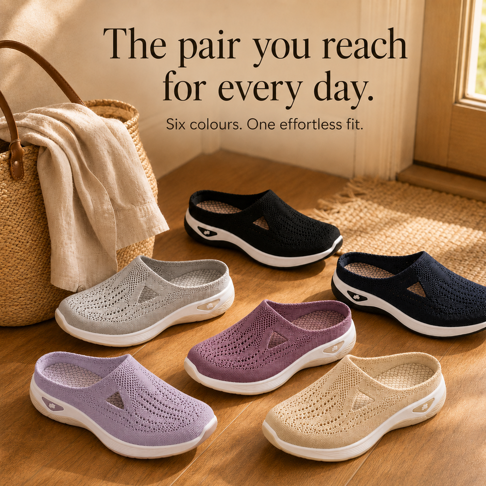 Airessa™ – Breathable Mesh Slip-On Mules with Cushioned Air Sole