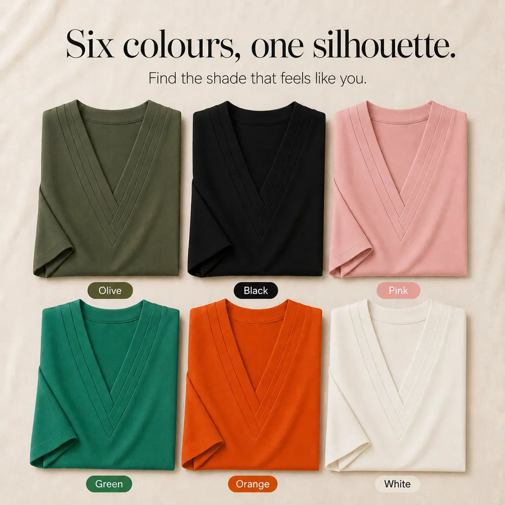 Solenne – Pleated V-Neck Soft-Drape Shift Dress