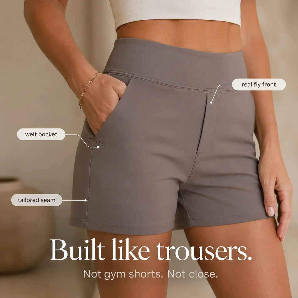 Wearbella – High Waisted Tailored Stretch Bermuda Shorts with Pockets