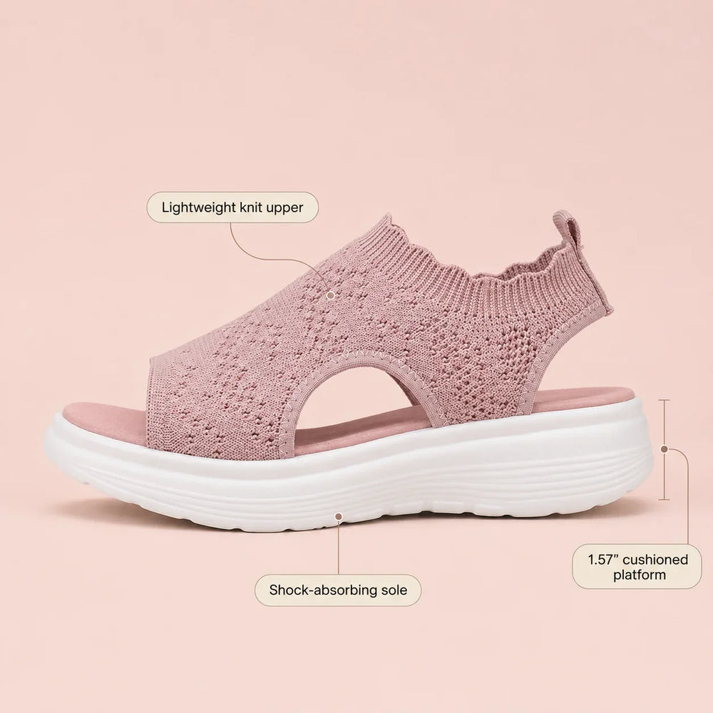 Aurelle – Knit Platform Sandals with Cushioned Sole and Slingback