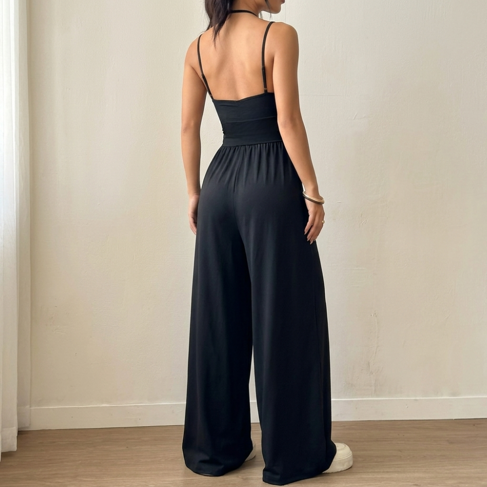 Solenne – Women's Ruched Bodice Wide Leg Jumpsuit