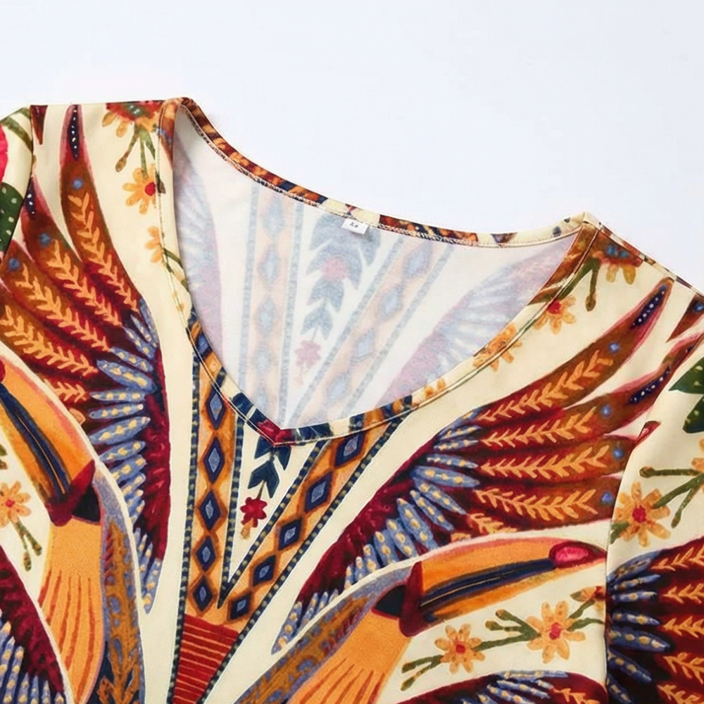 Vivara – Bold Peacock Wingspan Summer Dress