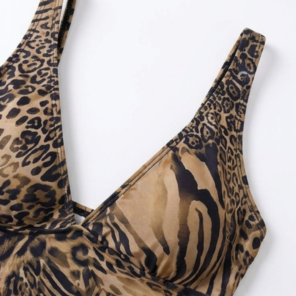 Lunavia – Women's Leopard Print Plunge Bikini Set