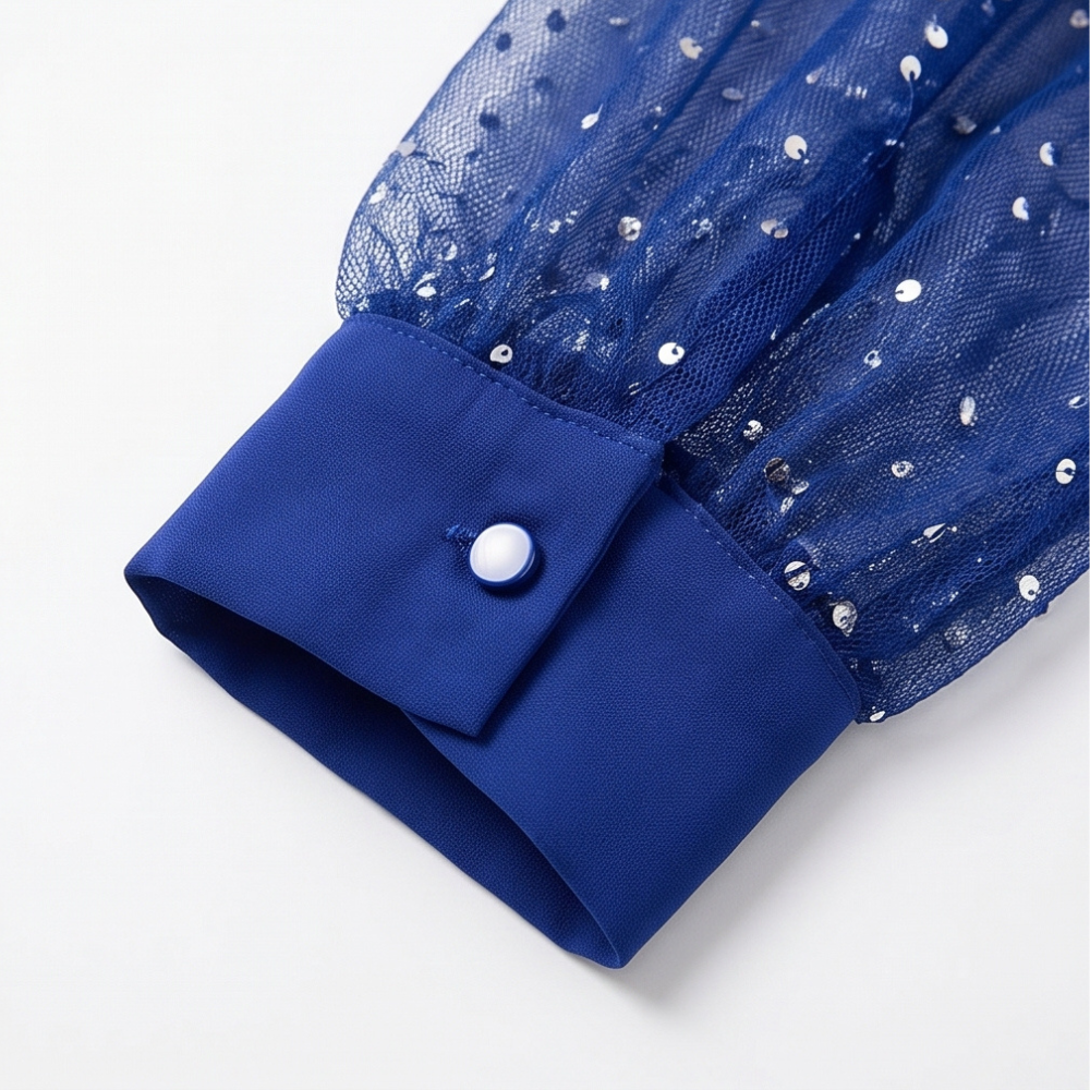 Sereya™ — V-Neck Sparkle Sleeve Blouse