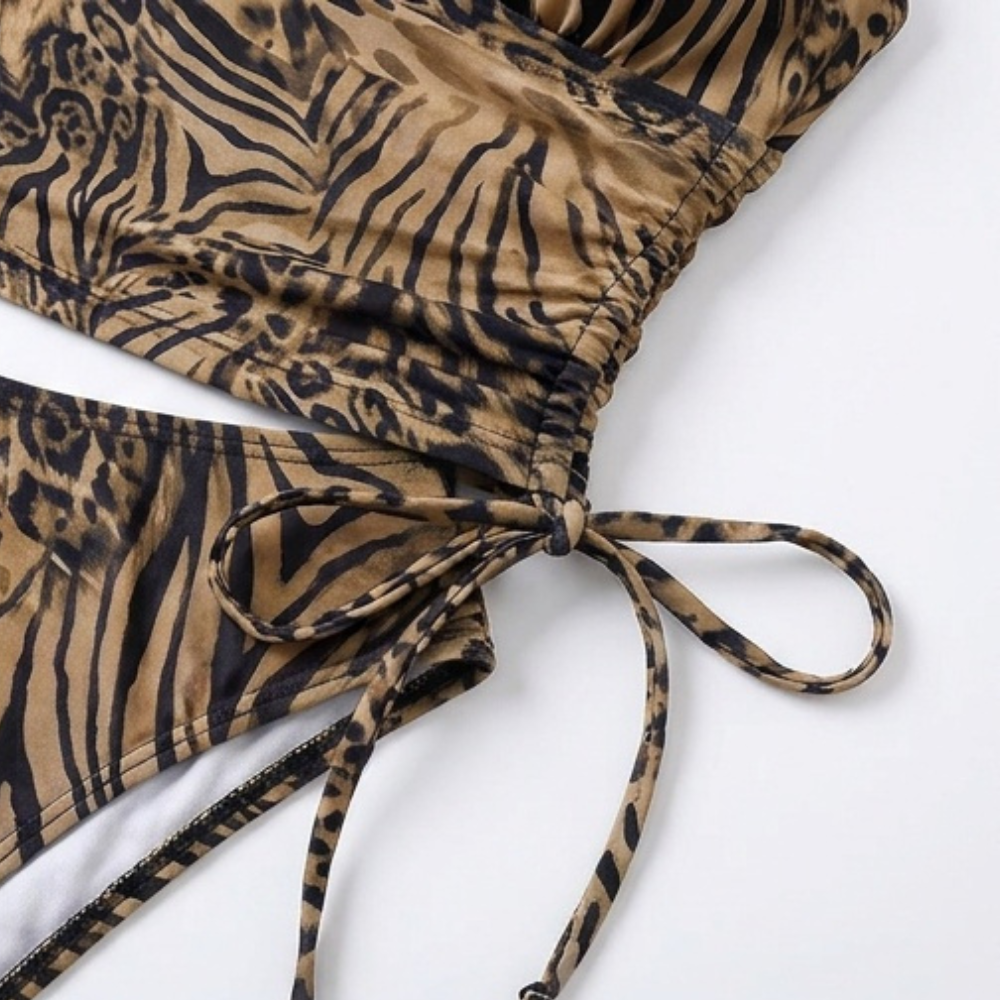 Lunavia – Women's Leopard Print Plunge Bikini Set
