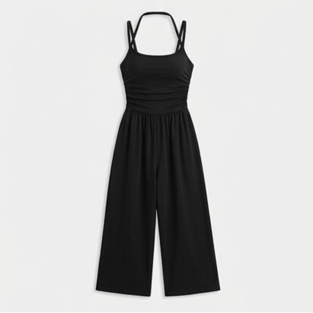 Solenne – Women's Ruched Bodice Wide Leg Jumpsuit