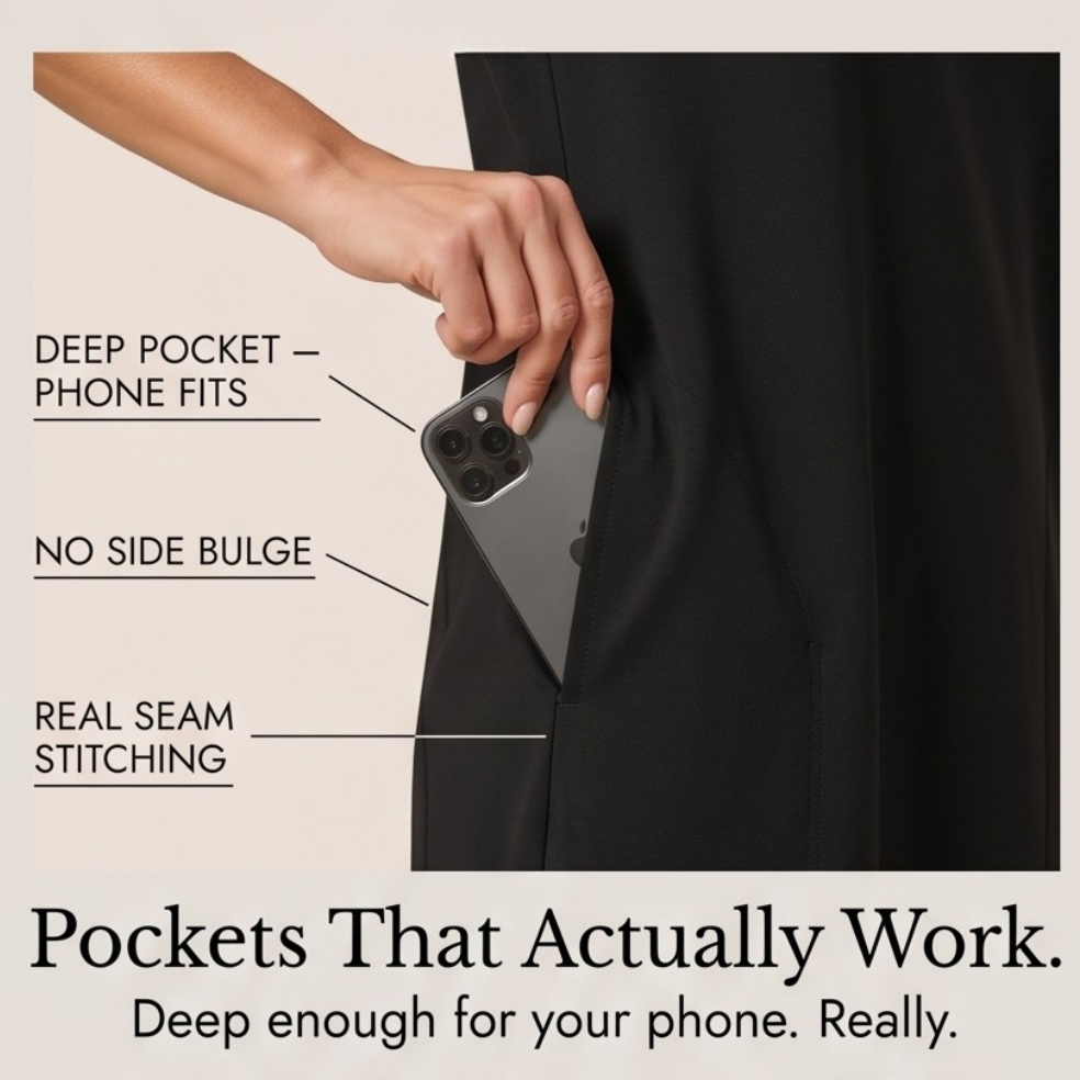 Soliva – Women's Soft Square-Neck Pocket Dress