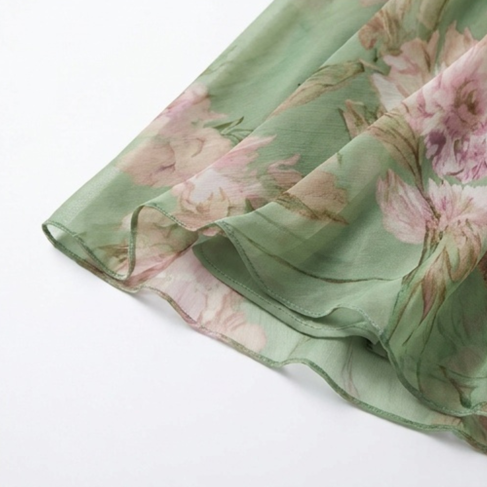 Rosalie – Women's Flowy Sage Floral Summer Maxi