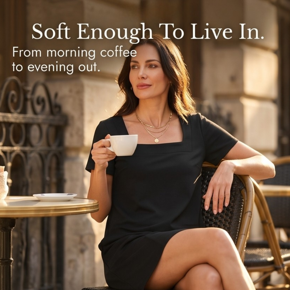 Soliva – Women's Soft Square-Neck Pocket Dress