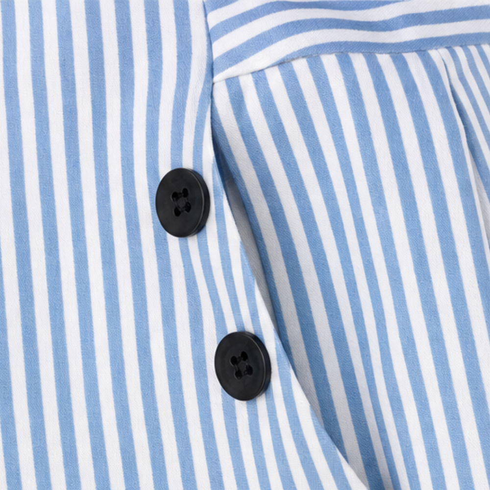 Marella – High-Waist Wide-Leg Pinstripe Trousers with Side Buttons