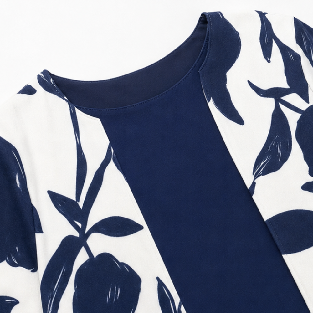 Evania™ – Women's Navy Botanical 3 Piece Outfit Set with Longline Cardigan