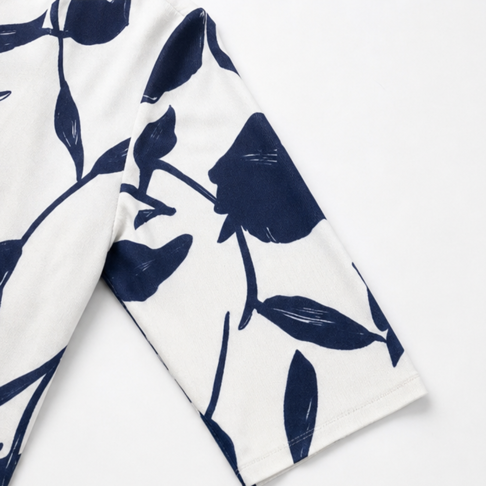 Evania™ – Women's Navy Botanical 3 Piece Outfit Set with Longline Cardigan