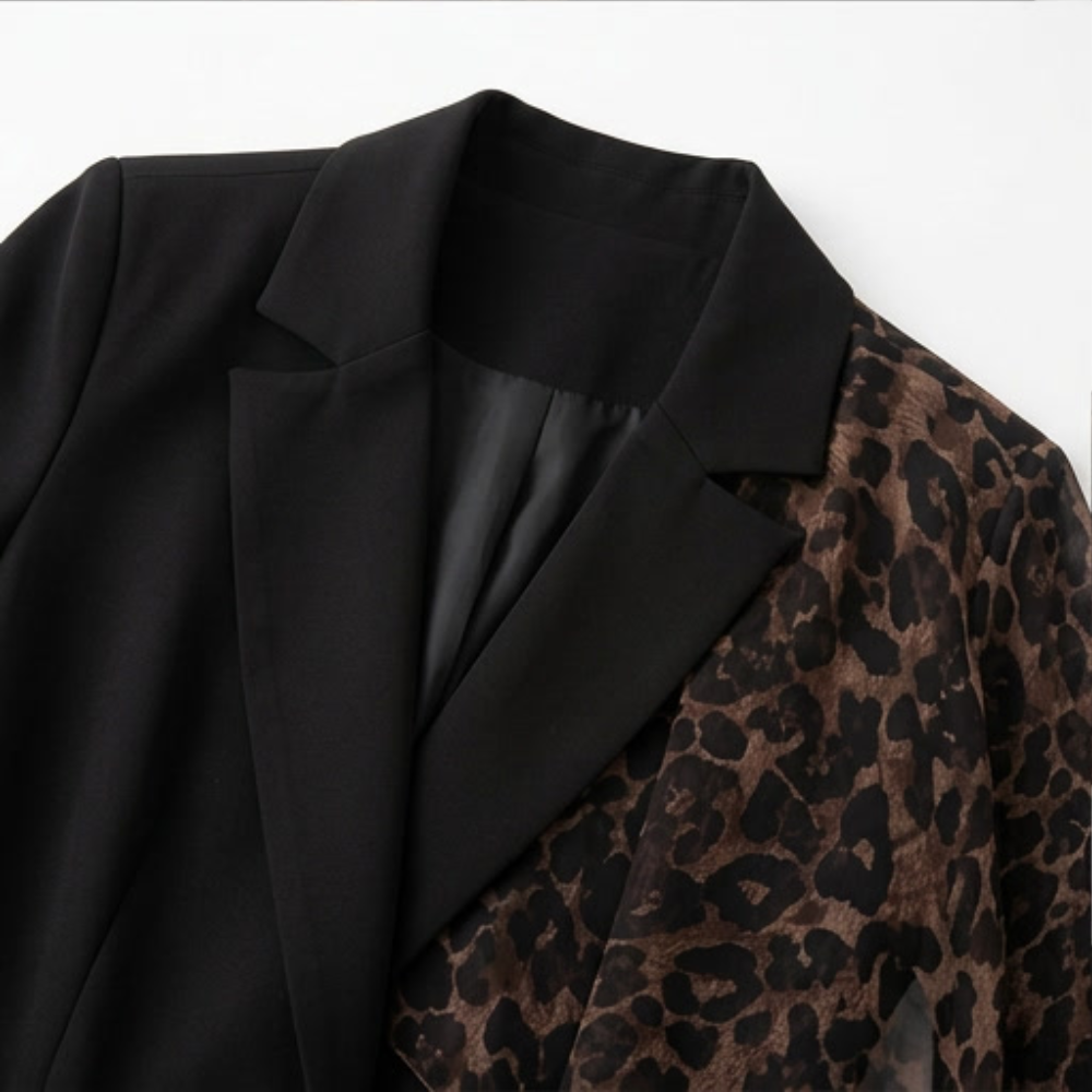 Selvana – Leopard accent blazer and pants set