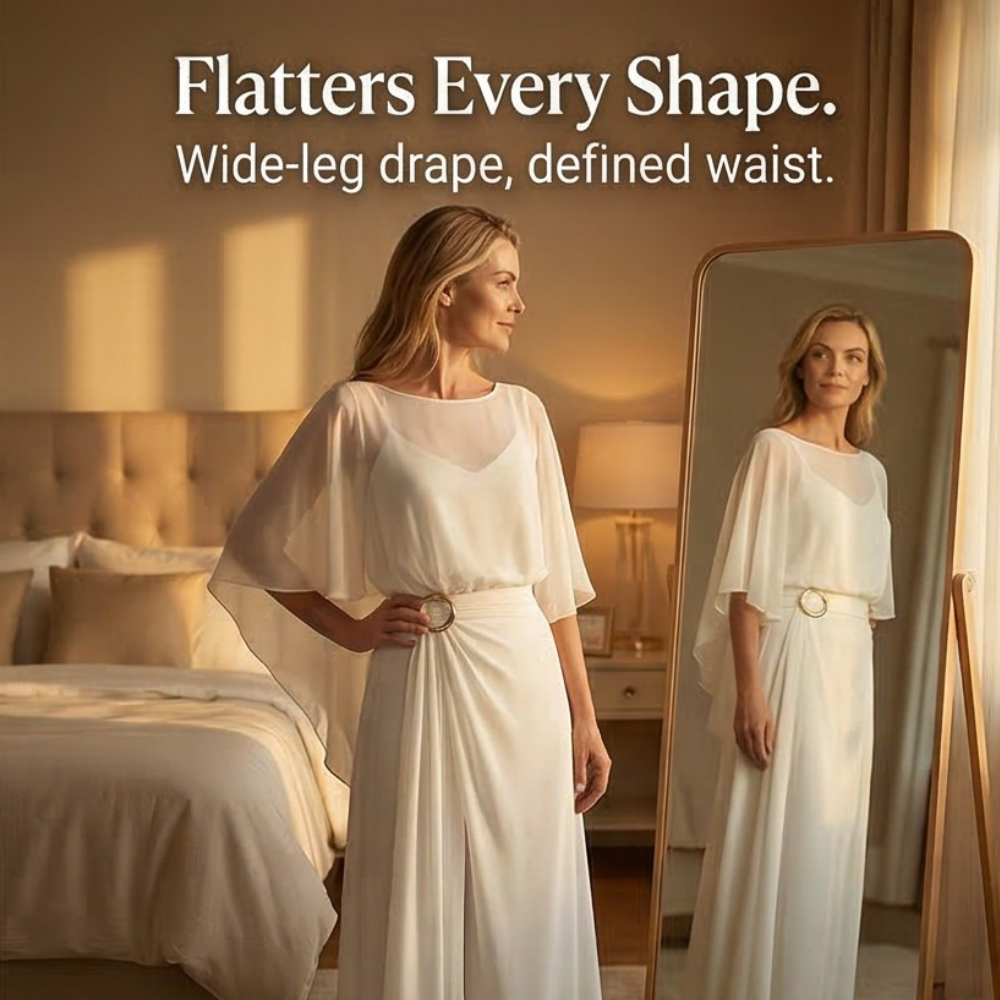 Velaire – Cape Sleeve Top and Wrap Pants Set for Women