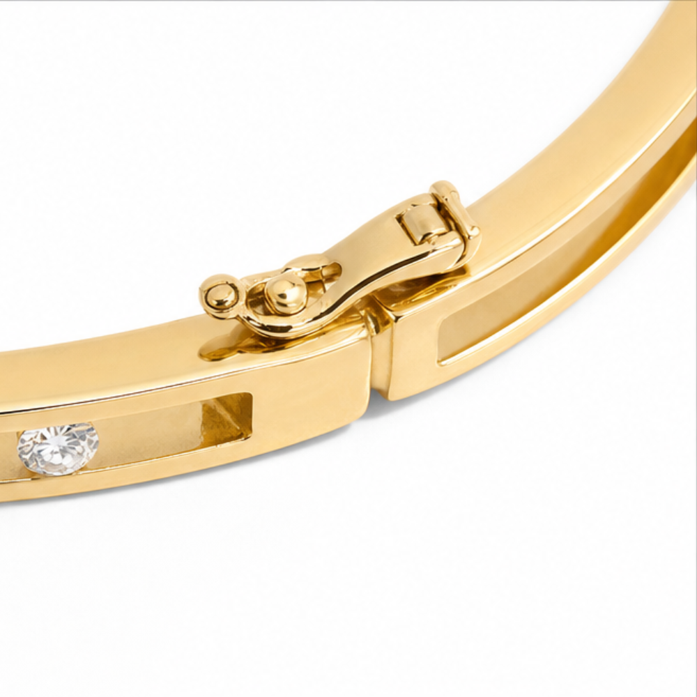 Veluna – Floating Crystal Gold Bangle Bracelet for Women
