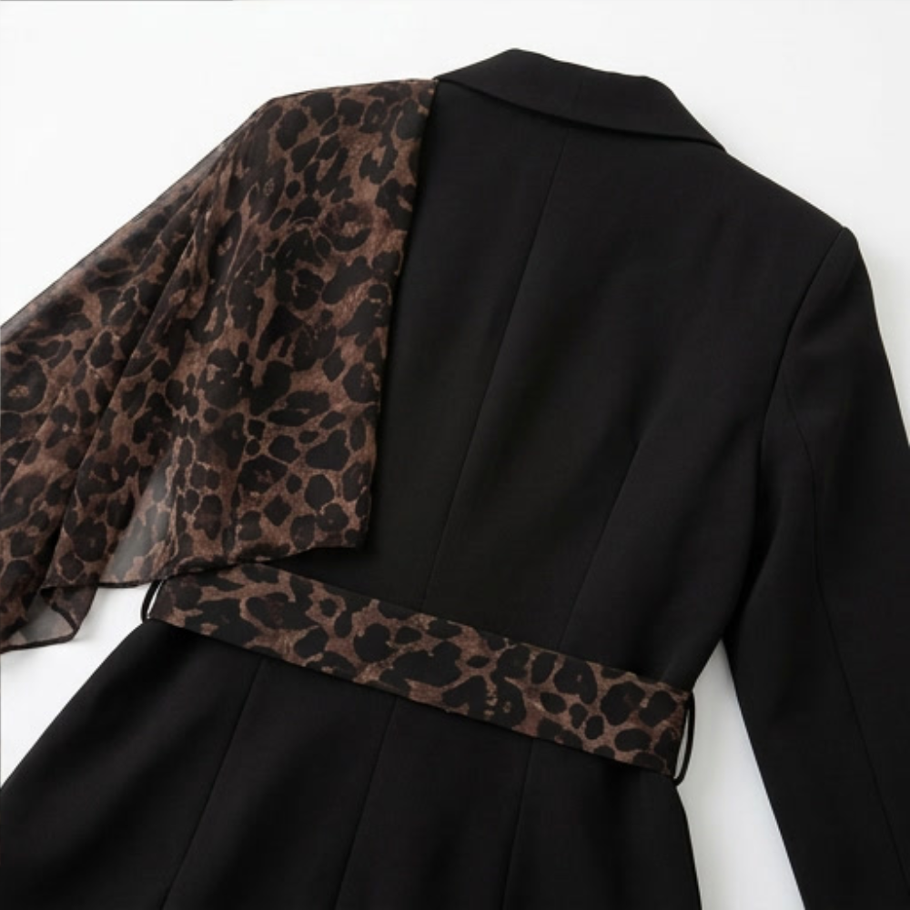 Selvana – Leopard accent blazer and pants set