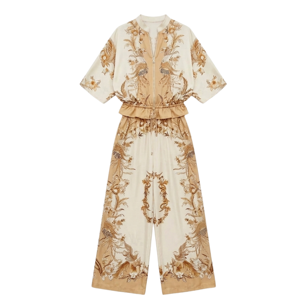 Vivara – Women's Floral Kimono Zip Up Set