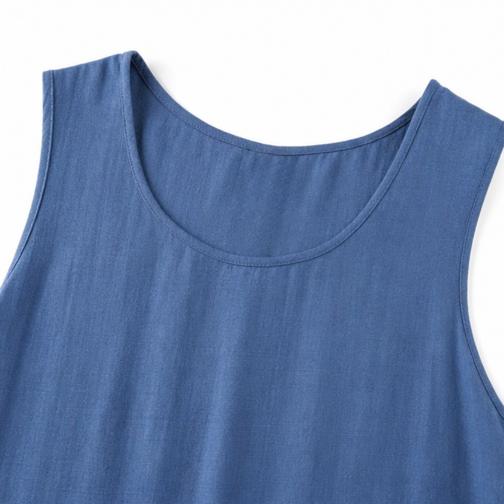 Sunelora – Sleeveless Ruffle Hem Midi Dress with Pockets, Linen Look A Line Summer Dress