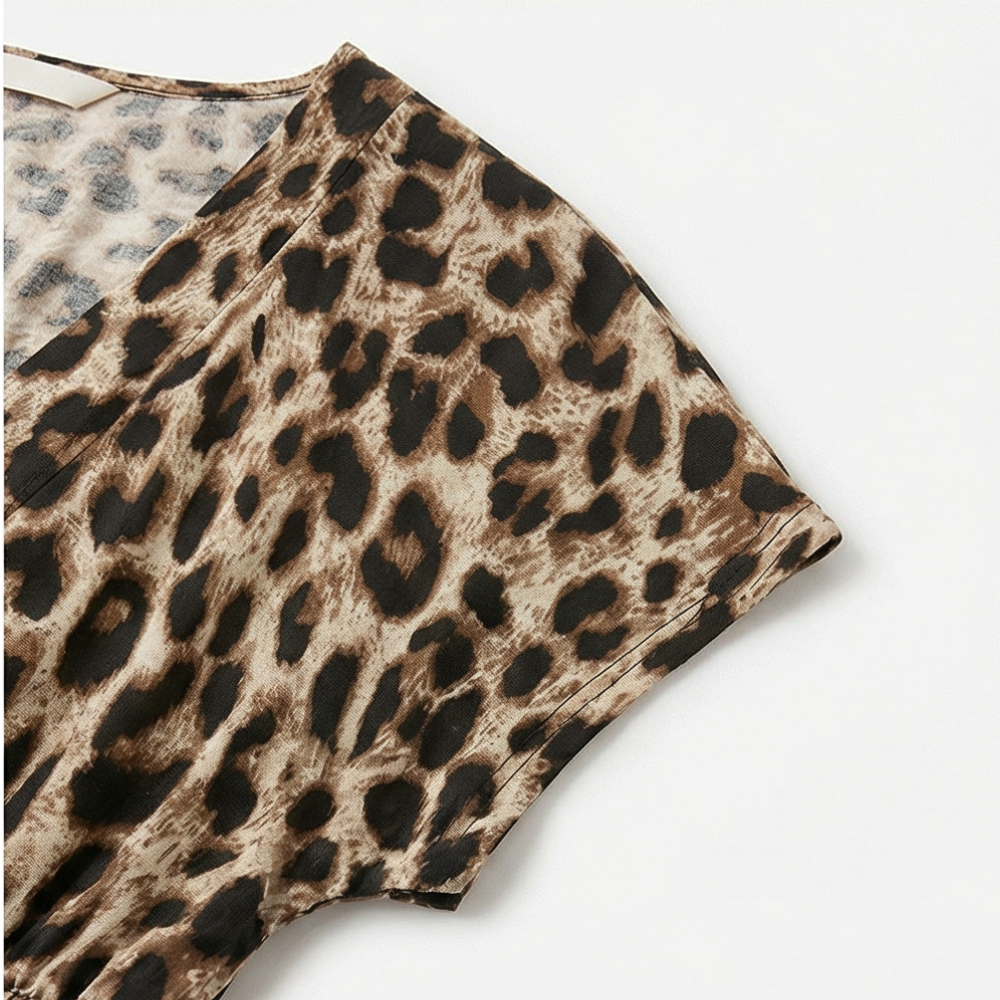 Vivara – Ruched Waist Leopard Maxi Dress