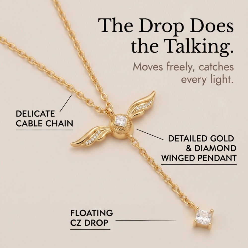 Veloisse – Winged Lariat Pendant Necklace