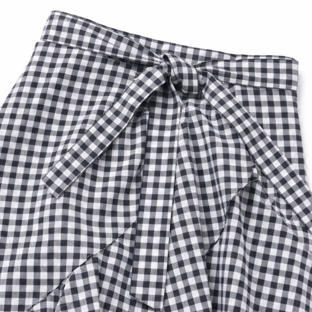 Veluna™ – Gingham Asymmetrical Ruffle Maxi Skirt for Women