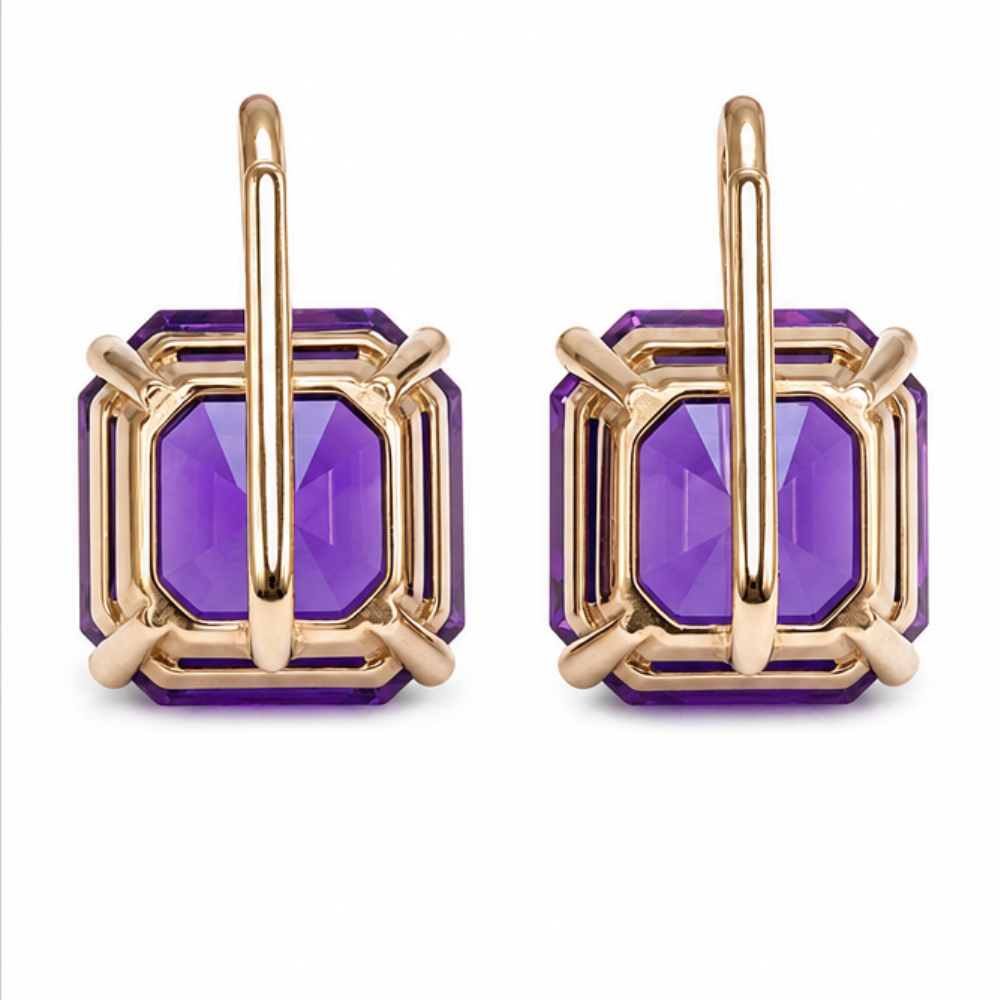 Lunera – Amethyst purple drop earrings, gold finish