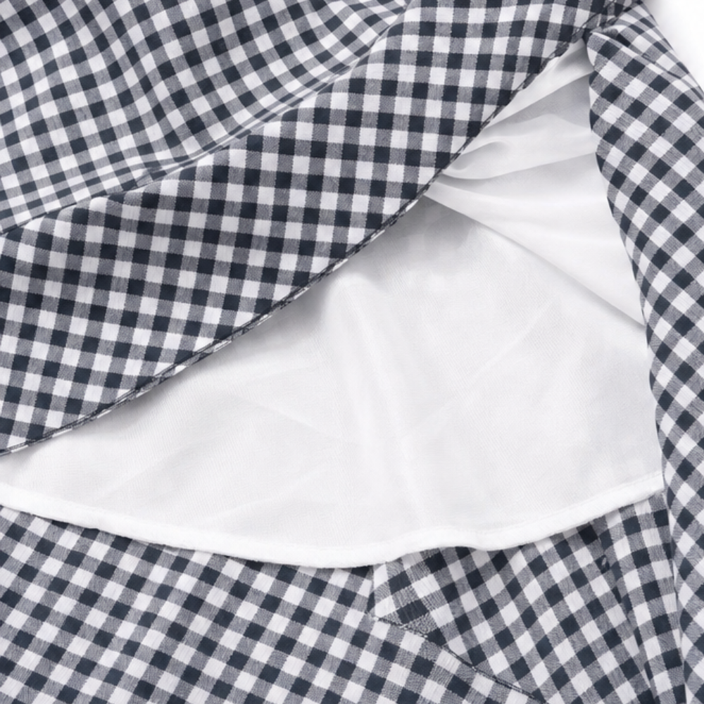 Veluna™ – Gingham Asymmetrical Ruffle Maxi Skirt for Women