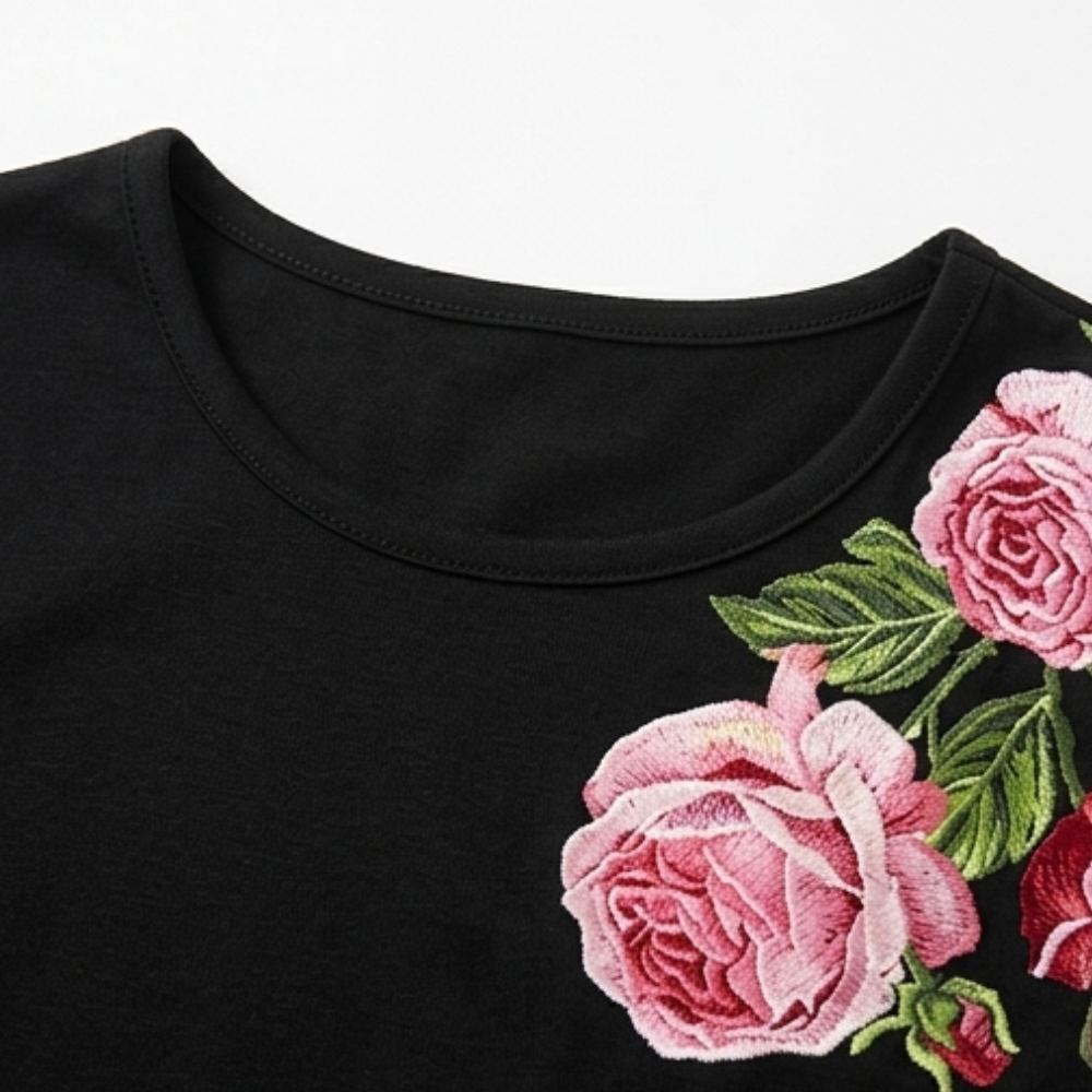 Rosalia – Women's rose print A-line midi dress