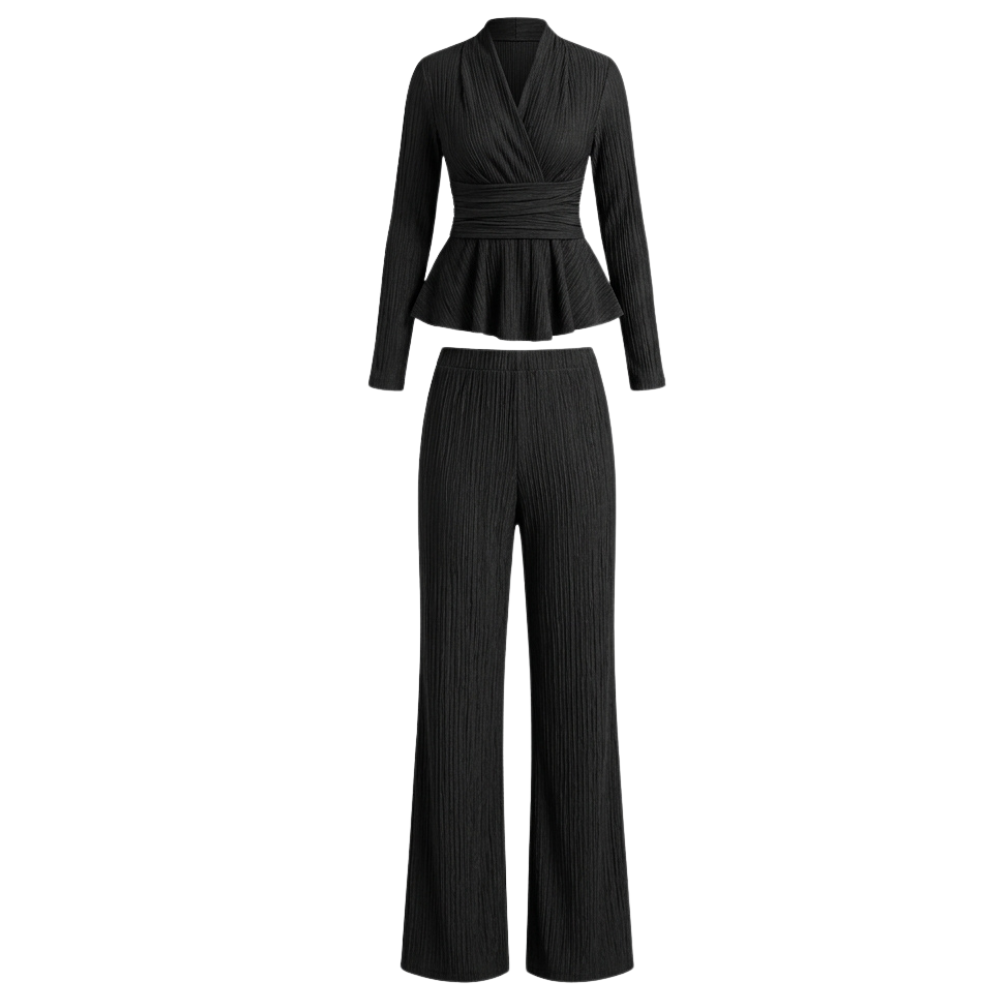 Vivara – Women's Pleated Peplum Set with Cinched Waist