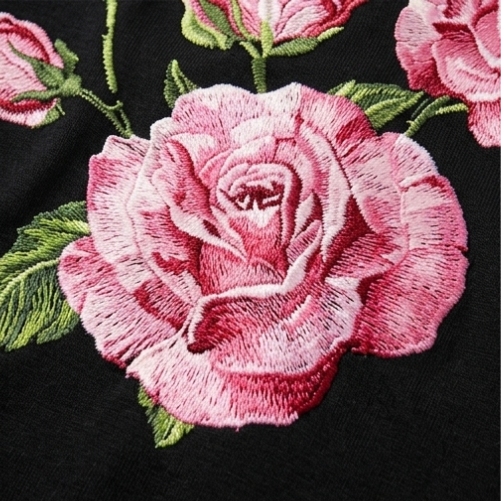 Rosalia – Women's rose print A-line midi dress