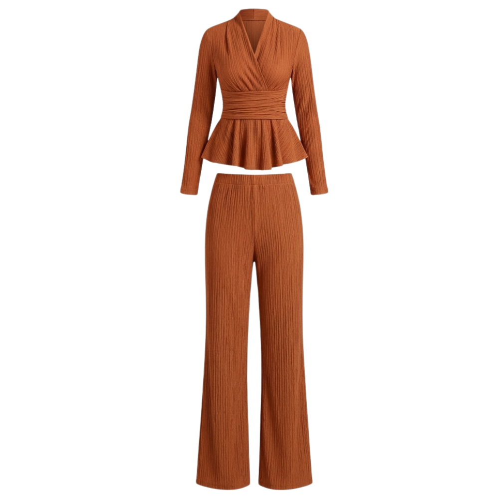 Vivara – Women's Pleated Peplum Set with Cinched Waist