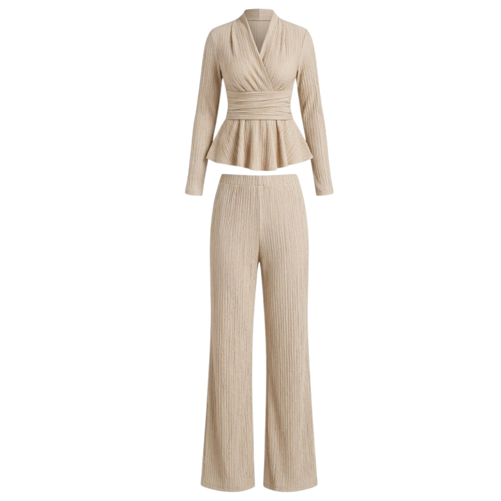 Vivara – Women's Pleated Peplum Set with Cinched Waist